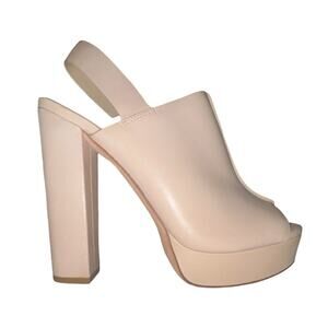 New Flawed Gem BCBG Maxmara Vero Cuoio Nude Leather Platform 5.5” Heel Sz 9